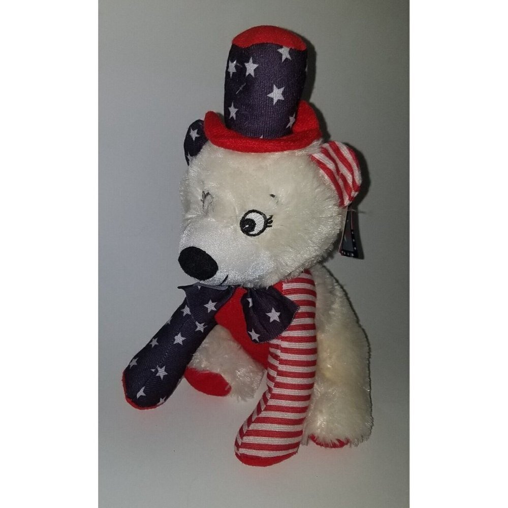 Kellytoy Americana Patriotic Dog Plush Stuffed Animal Red White Blue Hat w/ TAG